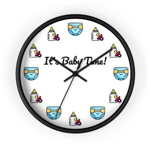 Cute Baby-Themed Wall Clock, Nursery Decor, Baby Shower Gift, Children's Room Wall Art, It's Baby Time!.