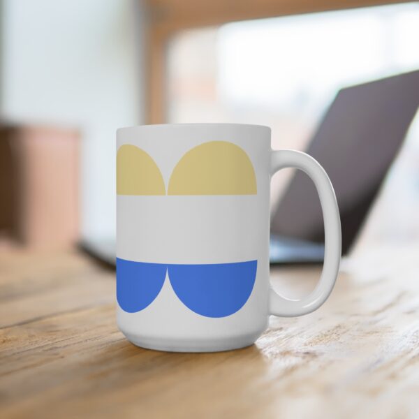 Bright and Cheerful 15oz Mug for Cozy Mornings, Gift for Friends, Perfect for Celebrations, Motivational Coffee Cup, Holiday Decor - Image 4