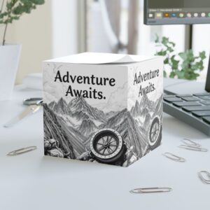 Adventure Awaits Note Cube - Inspirational Desk Stationery, Office Décor, Gift for Adventurers, Travel Enthusiasts, Motivational Notepad