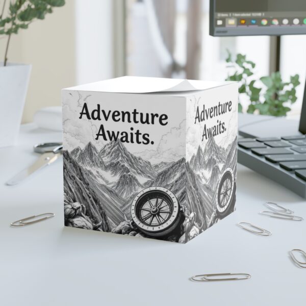 Adventure Awaits Note Cube - Inspirational Desk Stationery, Office Décor, Gift for Adventurers, Travel Enthusiasts, Motivational Notepad