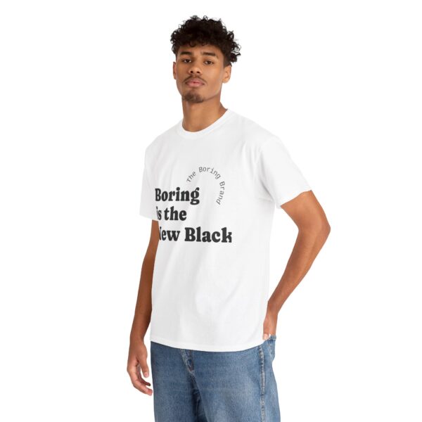 Unisex Heavy Cotton Tee - 'Boring is the New Black' Casual Tee, Trendy Graphic T-Shirt, Everyday Wear, Gift for Friends, Mom and Dad Gift - Image 3
