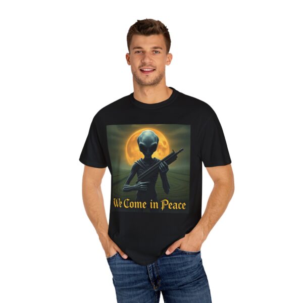 Alien-themed Unisex T-Shirt, We Come in Peace Shirt, Vintage Graphic Tee, Space Lover Gift, Sci-Fi Fashion - Image 6