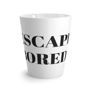 Escape Boredom Latte Mug - Funny Coffee Cup for Home, Office, Gifts, Birthdays, Kitchen Decor, Espresso Lover