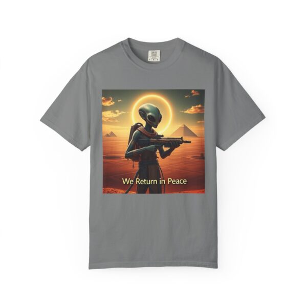 Alien Art T-Shirt, Unisex Graphic Tee, Casual Wear, Fun Gift, We Return in Peace Design, Unique Statement Shirt - Image 5