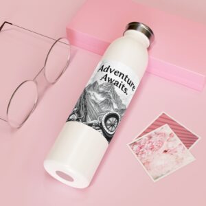 Adventure Awaits Slim Water Bottle, Motivational Sports Bottle, Outdoor Hydration, Gift for Hikers, Travel Mug, Active Lifestyle, [...]