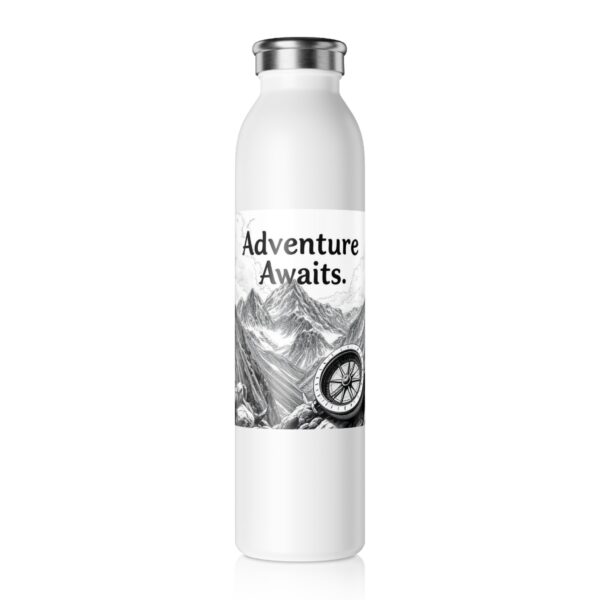 Adventure Awaits Slim Water Bottle, Motivational Sports Bottle, Outdoor Hydration, Gift for Hikers, Travel Mug, Active Lifestyle, [...] - Image 2