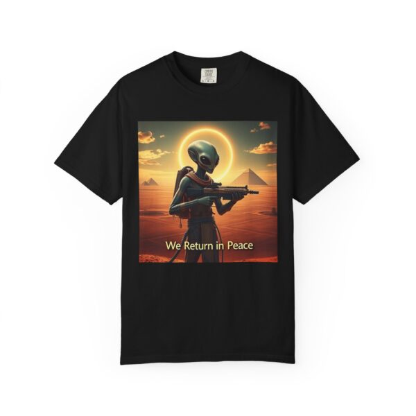 Alien Art T-Shirt, Unisex Graphic Tee, Casual Wear, Fun Gift, We Return in Peace Design, Unique Statement Shirt - Image 2