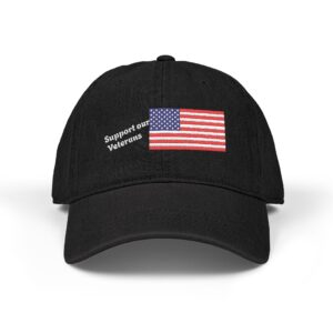 Veteran Support Embroidered Denim Hat, Patriotic Cap, Military Appreciation Gift, Americana Gift, Casual Everyday Wear