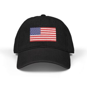 Embroidered Denim Hat with American Flag | Casual Style, Outdoor Events, Gift for Veterans, Summer Accessory