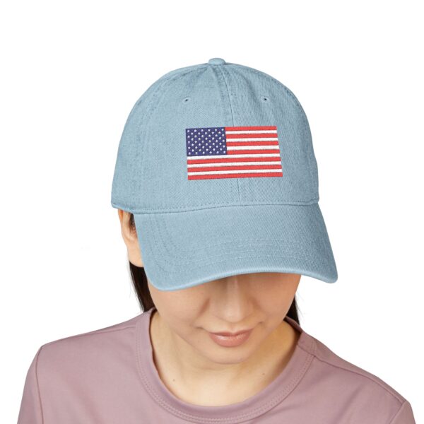 Embroidered Denim Hat with American Flag | Casual Style, Outdoor Events, Gift for Veterans, Summer Accessory - Image 8
