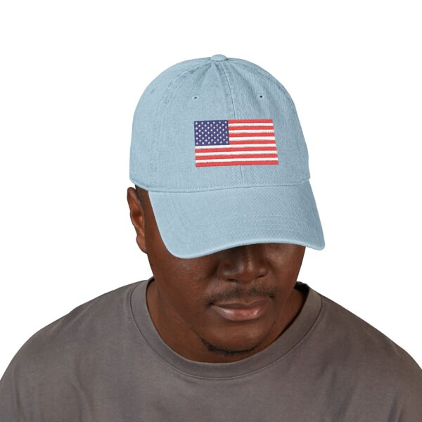 Embroidered Denim Hat with American Flag | Casual Style, Outdoor Events, Gift for Veterans, Summer Accessory - Image 7