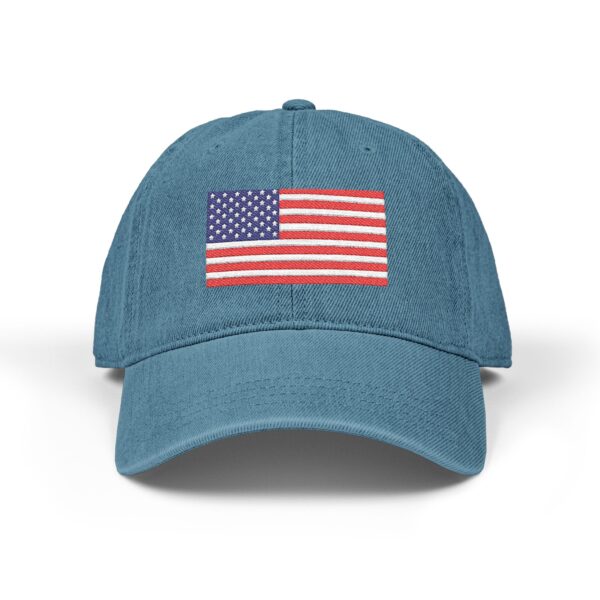 Embroidered Denim Hat with American Flag | Casual Style, Outdoor Events, Gift for Veterans, Summer Accessory - Image 9