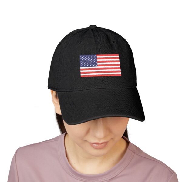 Embroidered Denim Hat with American Flag | Casual Style, Outdoor Events, Gift for Veterans, Summer Accessory - Image 4