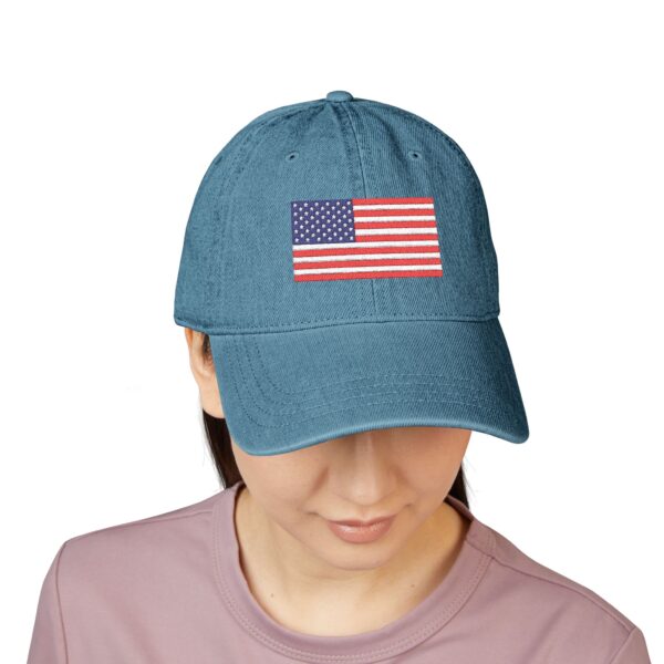 Embroidered Denim Hat with American Flag | Casual Style, Outdoor Events, Gift for Veterans, Summer Accessory - Image 12